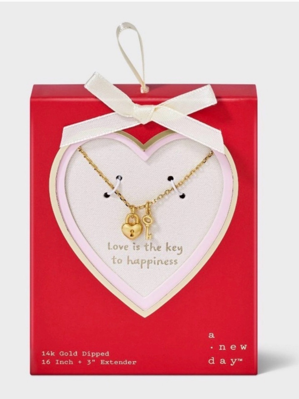 14K Gold Dipped Heart Lock and Key Necklace